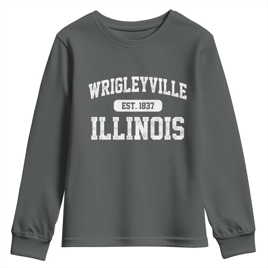Wrigleyville Illinois Youth Sweatshirt Vintage Chicago Classic Distressed Baseball Fan Gift