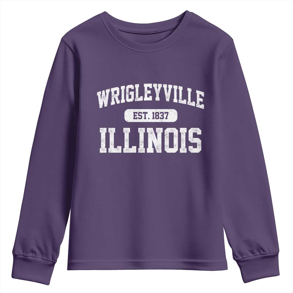 Wrigleyville Illinois Youth Sweatshirt Vintage Chicago Classic Distressed Baseball Fan Gift