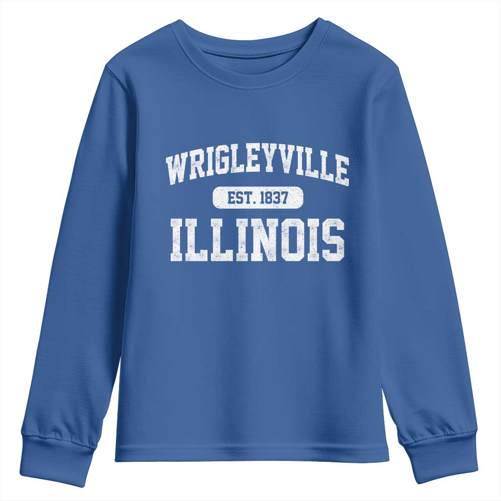 Wrigleyville Illinois Youth Sweatshirt Vintage Chicago Classic Distressed Baseball Fan Gift