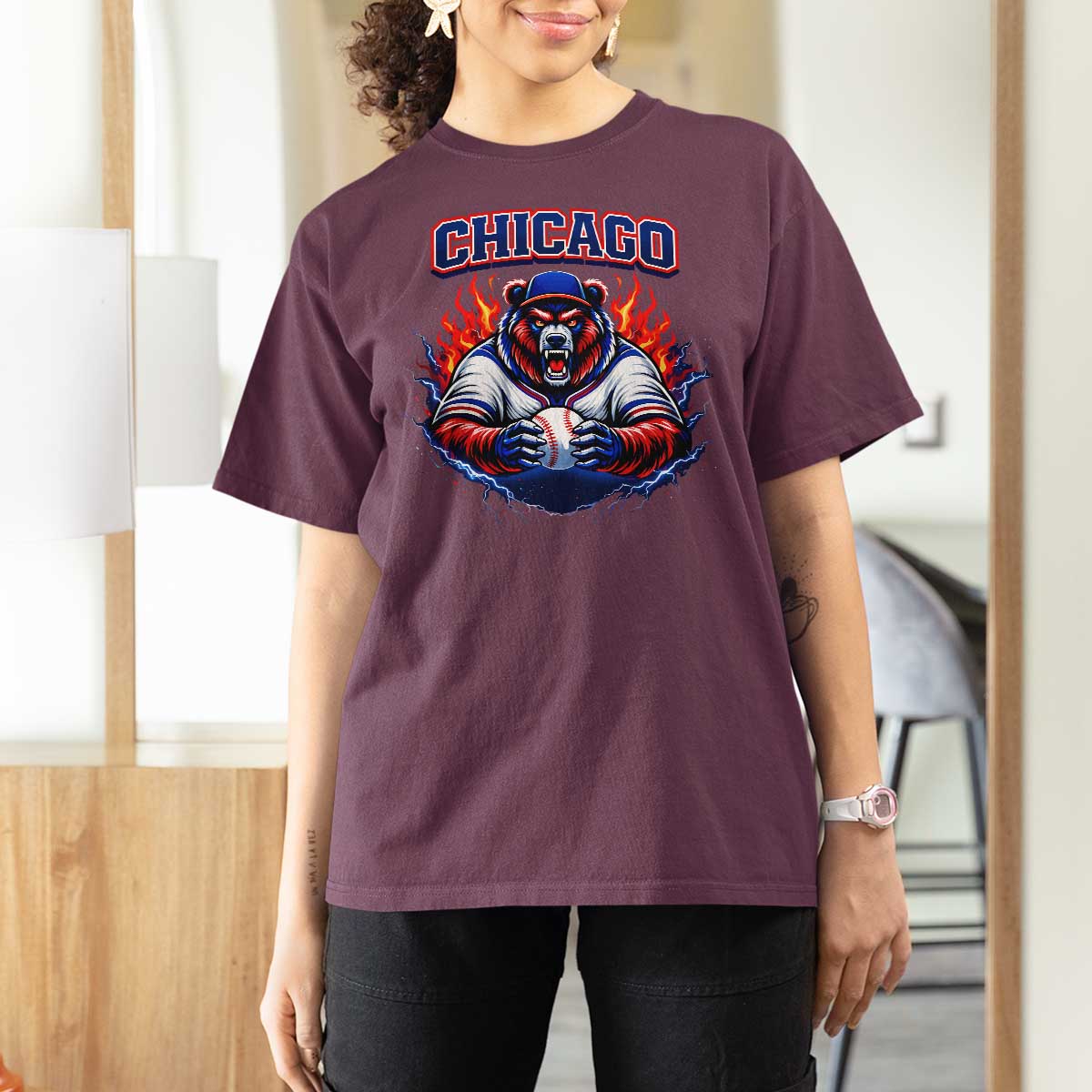 Vintage Chicago T Shirt For Women Retro Baseball Fans