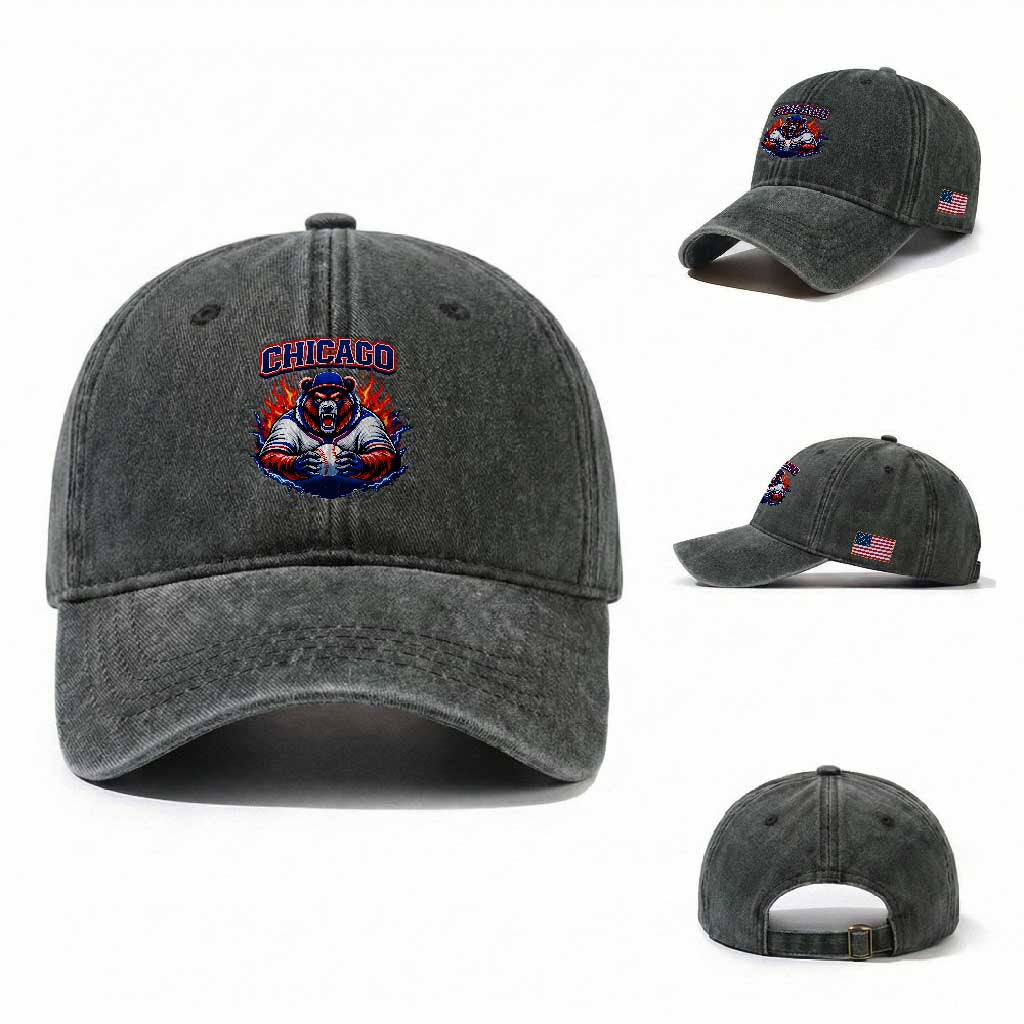 Vintage Chicago Washed Cotton Baseball Cap Retro Baseball Fans