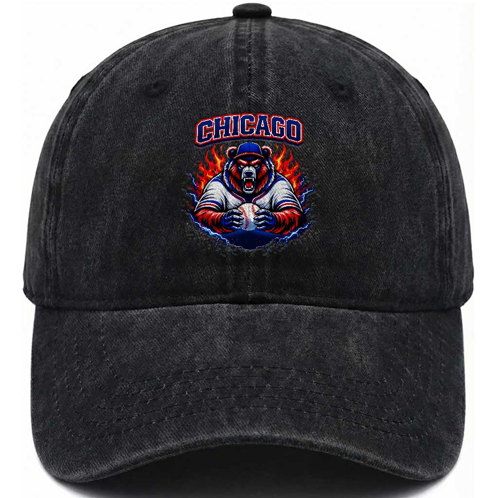Vintage Chicago Washed Cotton Baseball Cap Retro Baseball Fans