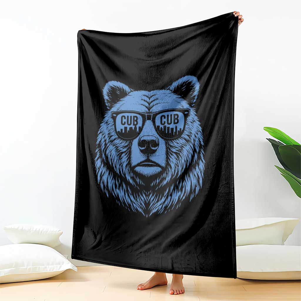 Vintage Cub Throw Blanket With Sunglasses Retro Baseball Fans