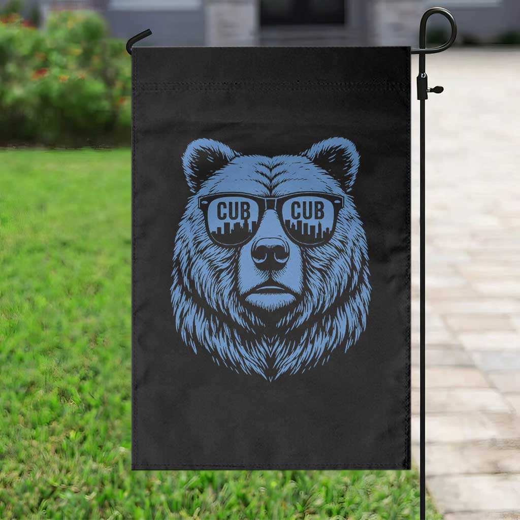 Vintage Cub Garden Flag With Sunglasses Retro Baseball Fans