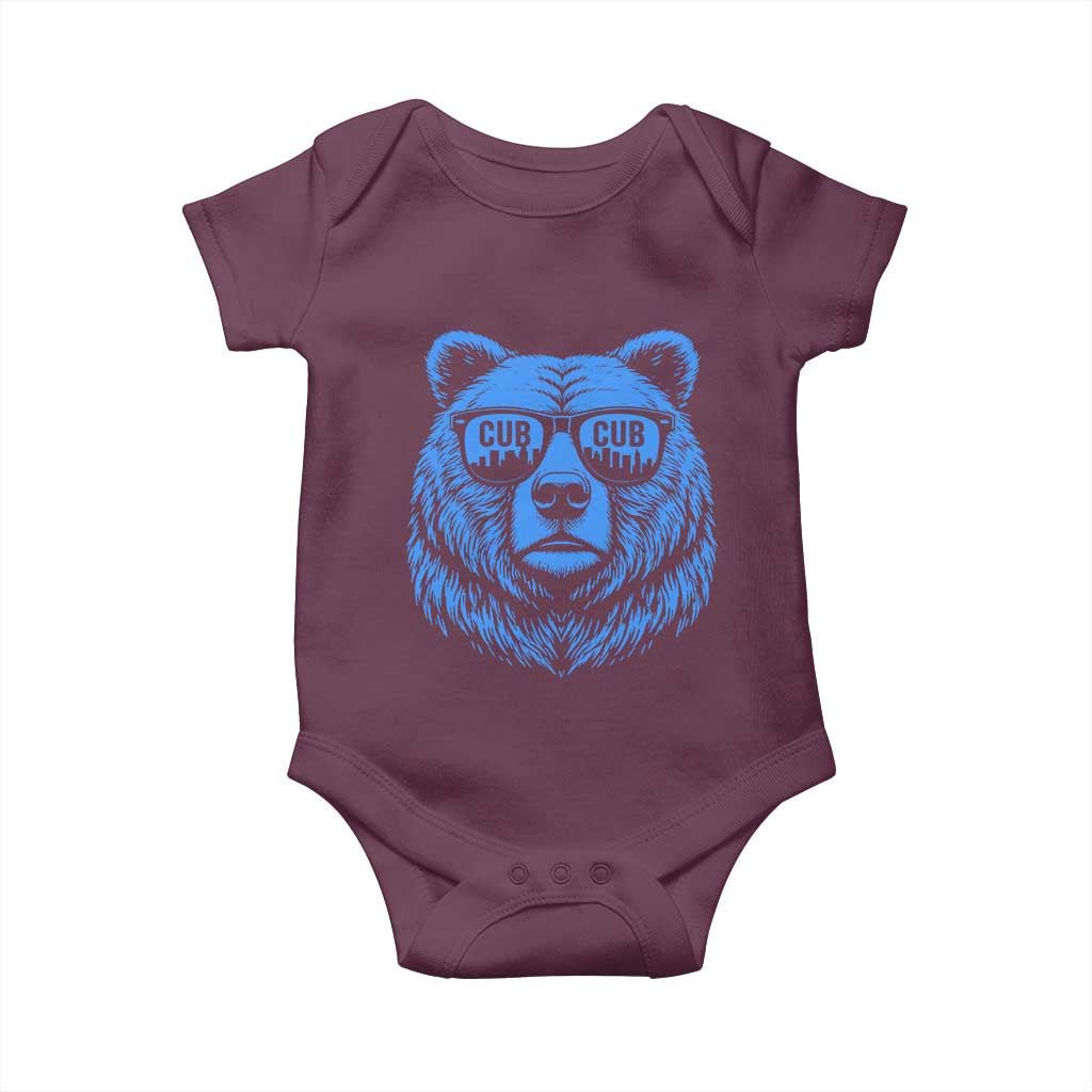 Vintage Cub Baby Onesie With Sunglasses Retro Baseball Fans