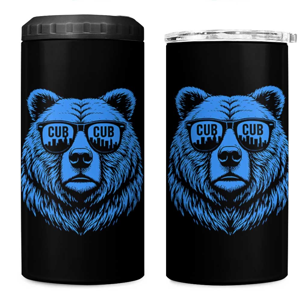 Vintage Cub 4 in 1 Can Cooler Tumbler With Sunglasses Retro Baseball Fans
