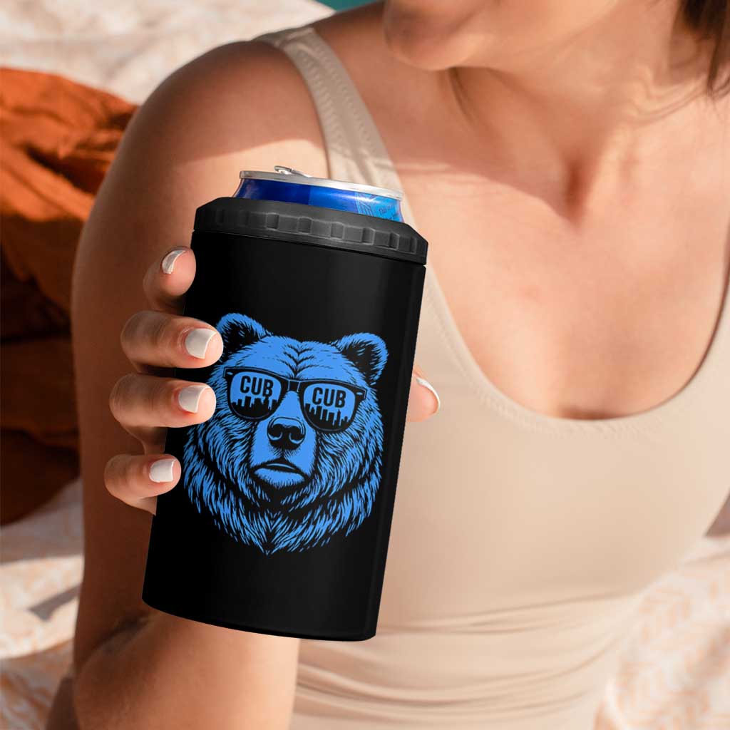 Vintage Cub 4 in 1 Can Cooler Tumbler With Sunglasses Retro Baseball Fans