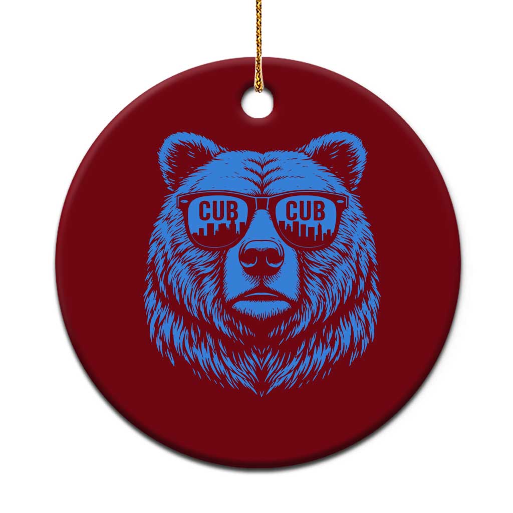 Vintage Cub Ceramic Ornament With Sunglasses Retro Baseball Fans