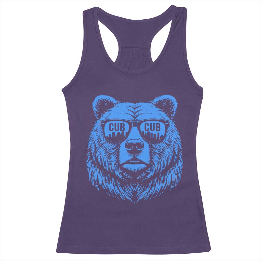 Vintage Cub Racerback Tank Top With Sunglasses Retro Baseball Fans