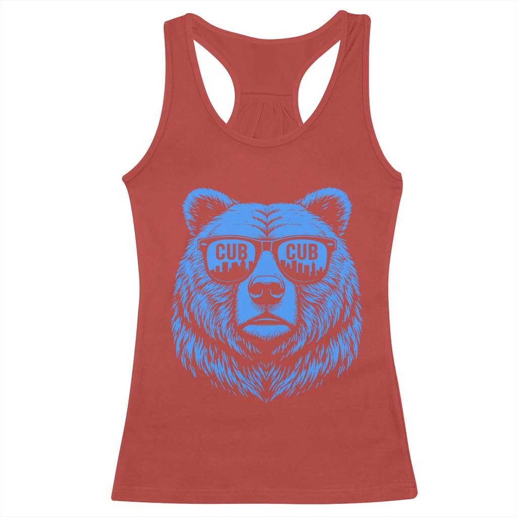 Vintage Cub Racerback Tank Top With Sunglasses Retro Baseball Fans