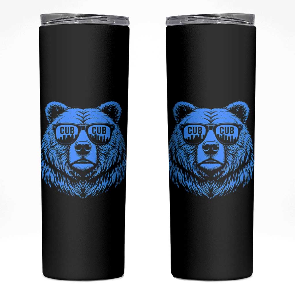 Vintage Cub Skinny Tumbler With Sunglasses Retro Baseball Fans