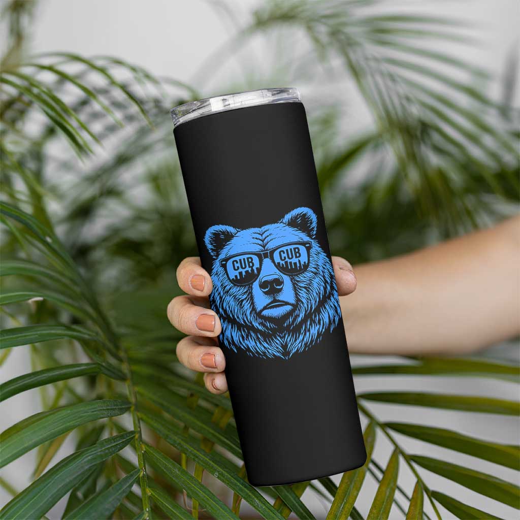 Vintage Cub Skinny Tumbler With Sunglasses Retro Baseball Fans