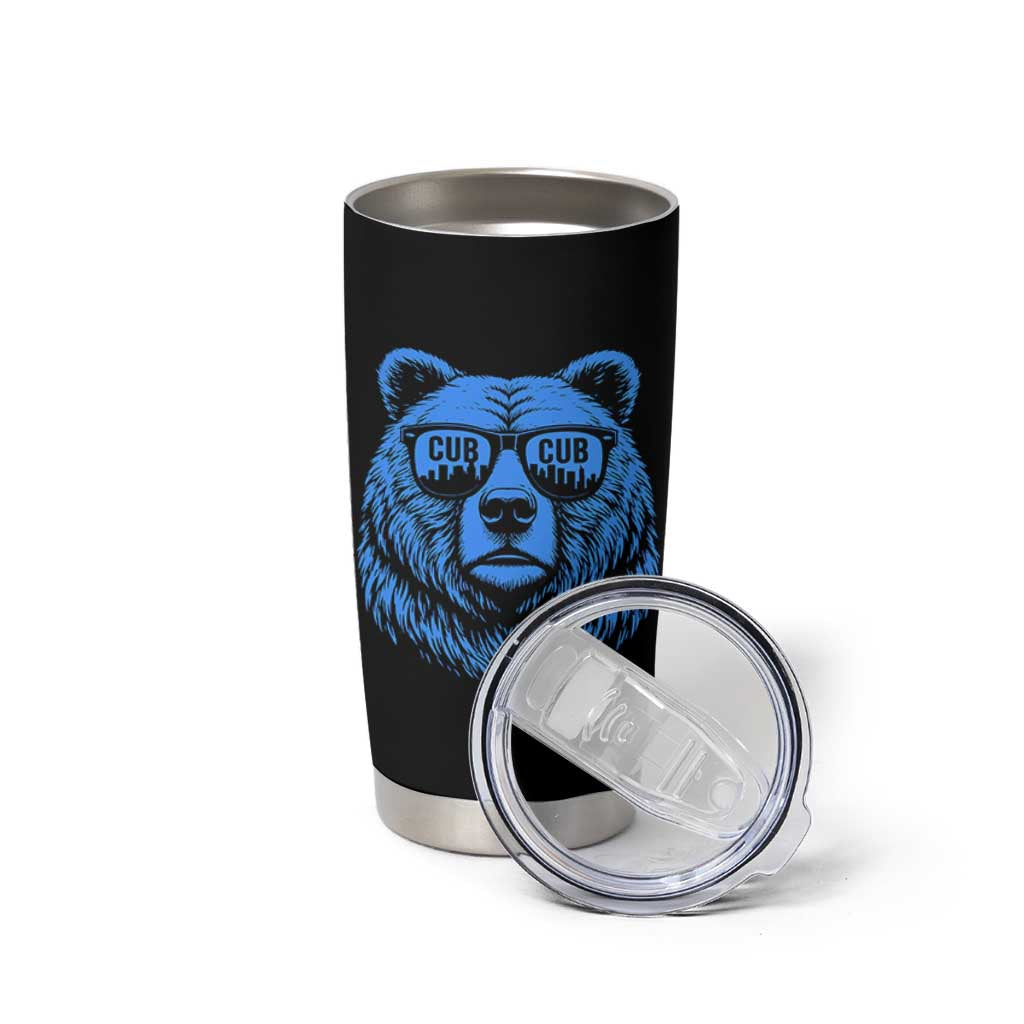 Vintage Cub Tumbler Cup With Sunglasses Retro Baseball Fans
