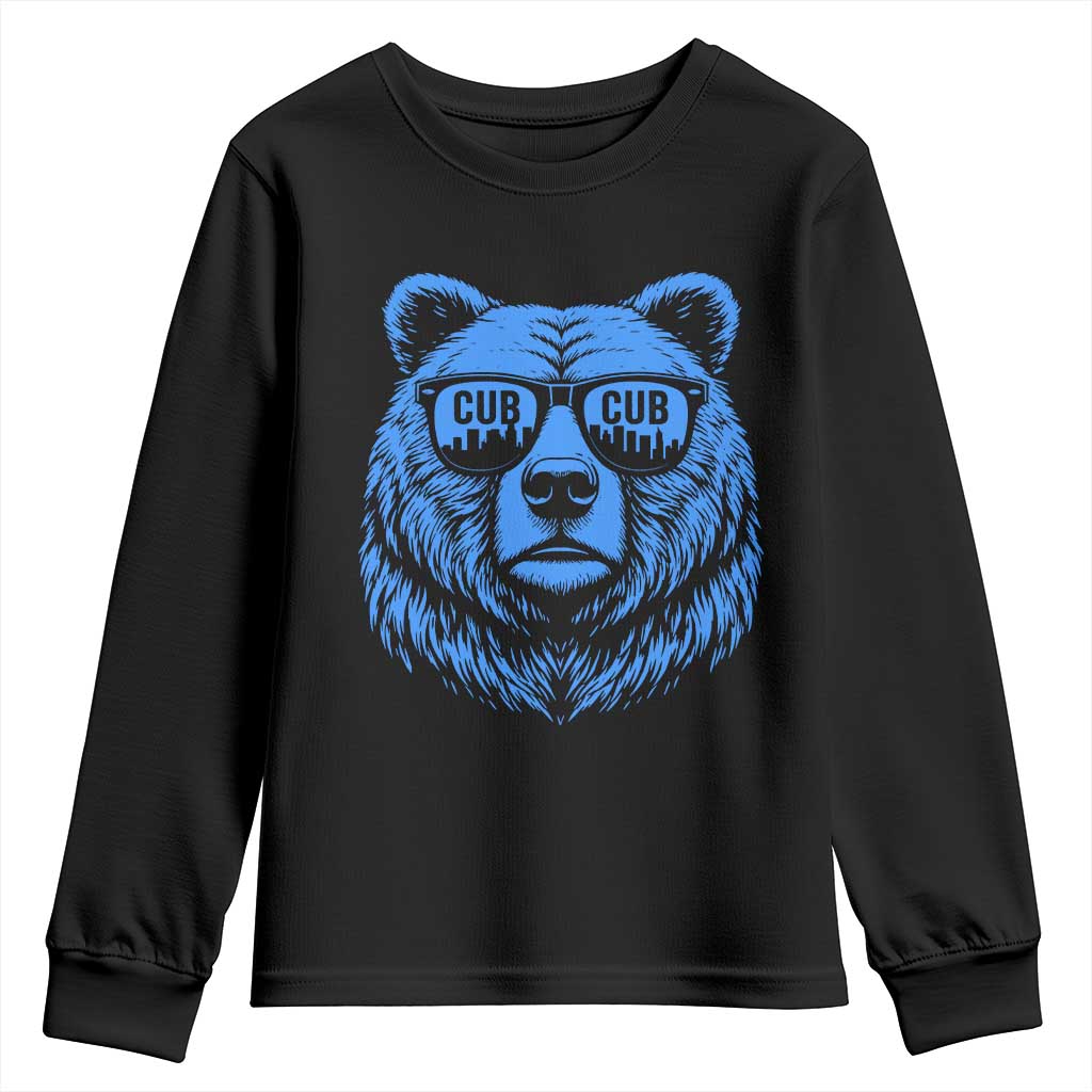 Vintage Cub Youth Sweatshirt With Sunglasses Retro Baseball Fans