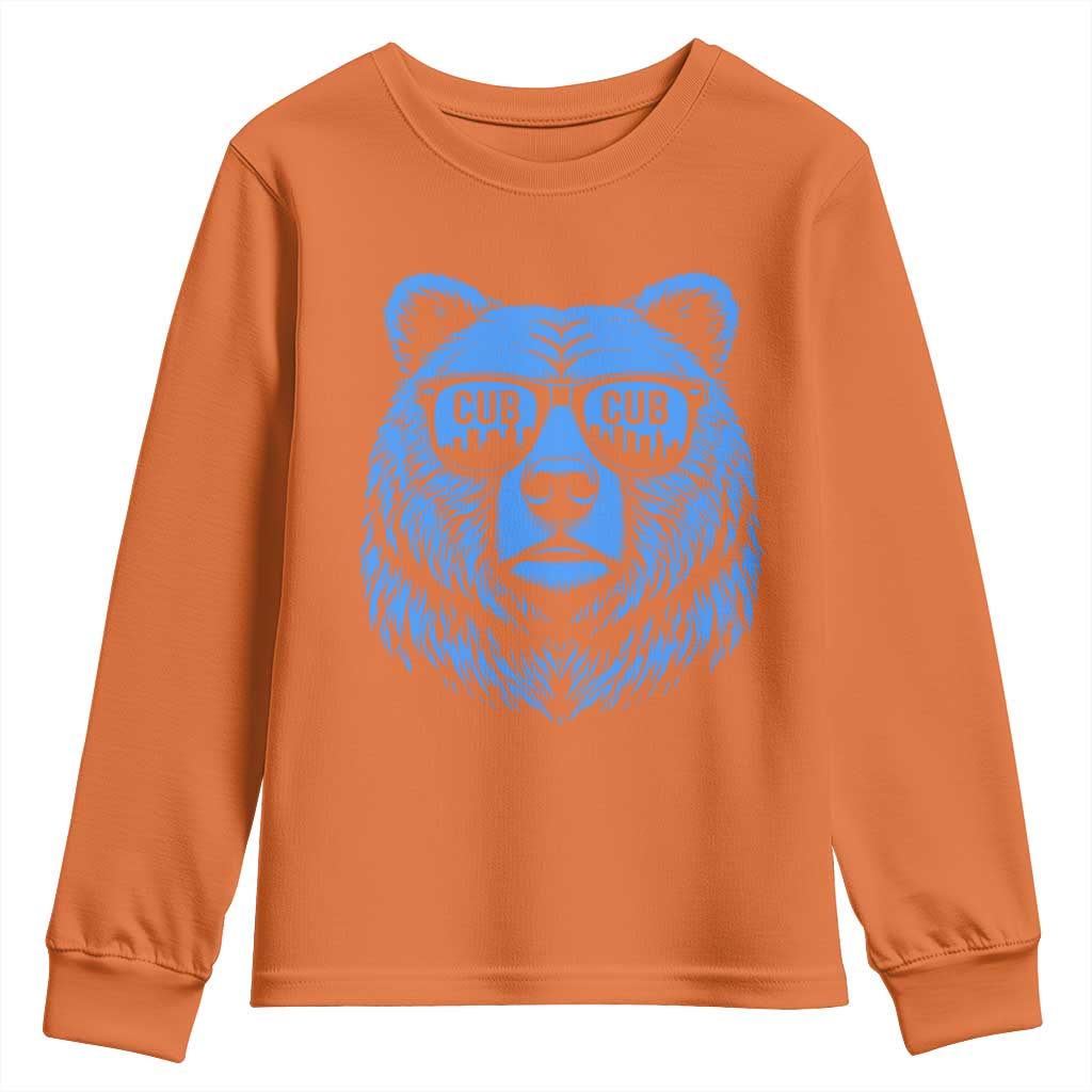 Vintage Cub Youth Sweatshirt With Sunglasses Retro Baseball Fans