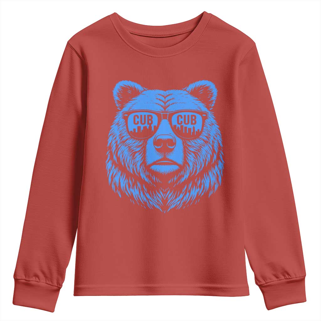 Vintage Cub Youth Sweatshirt With Sunglasses Retro Baseball Fans