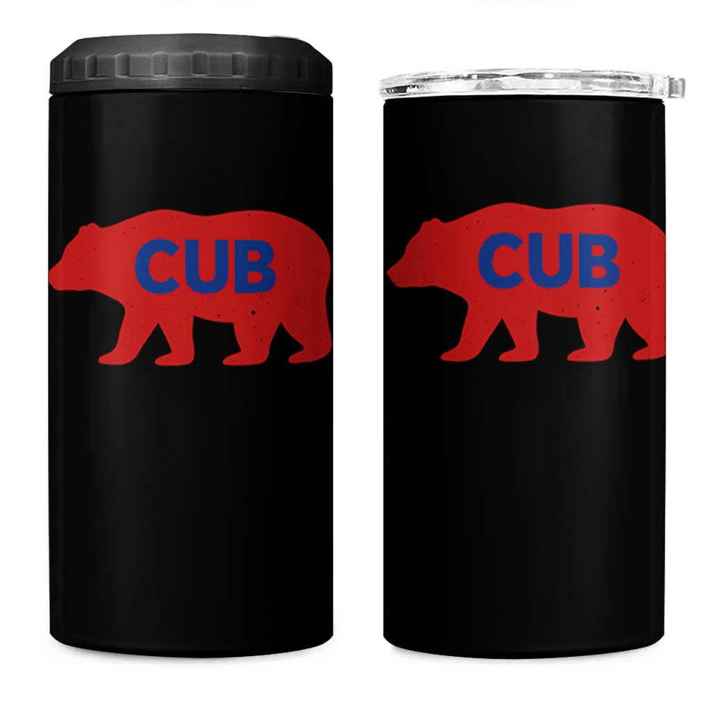 Vintage Cub 4 in 1 Can Cooler Tumbler Retro Sports Bear Baseball Fans