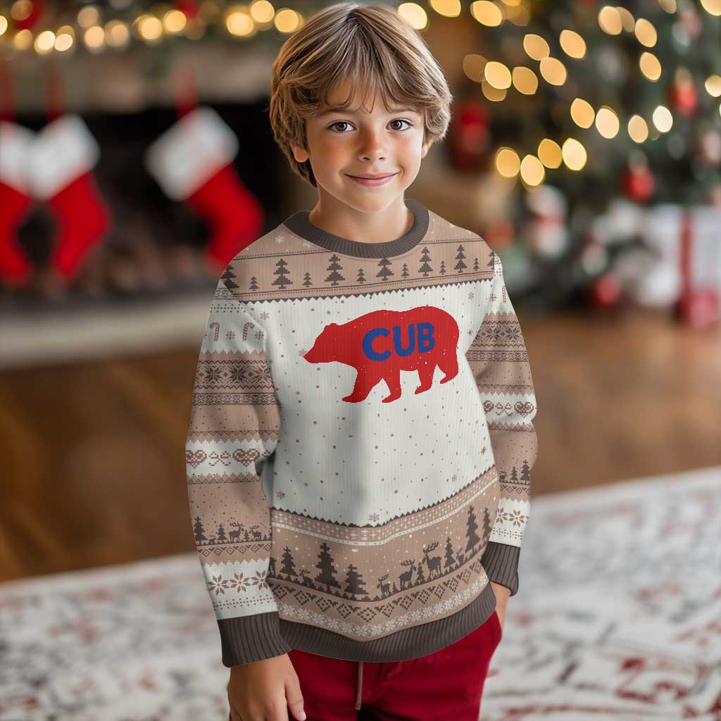 Vintage Cub Ugly Christmas Sweater Retro Sports Bear Baseball Fans