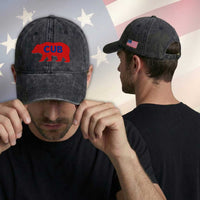 Vintage Cub Washed Cotton Baseball Cap Retro Sports Bear Baseball Fans
