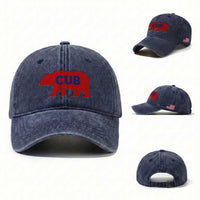Vintage Cub Washed Cotton Baseball Cap Retro Sports Bear Baseball Fans