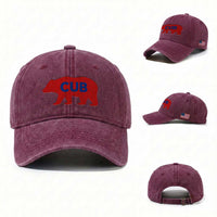 Vintage Cub Washed Cotton Baseball Cap Retro Sports Bear Baseball Fans