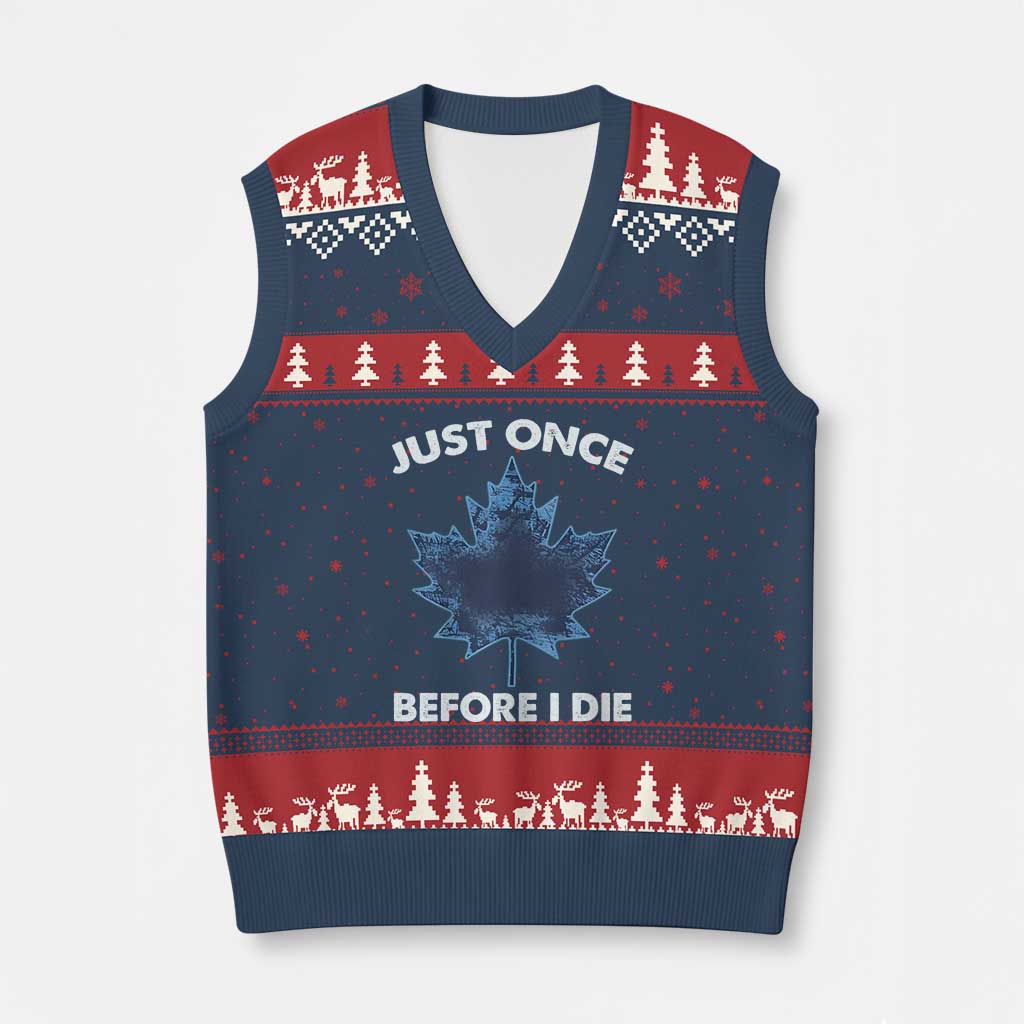 Canada Hockey V-Neck Knit Sweater Vest Toronto Just Once Before I Die Vintage Canadian Maple Leafs - Wonder Print Shop