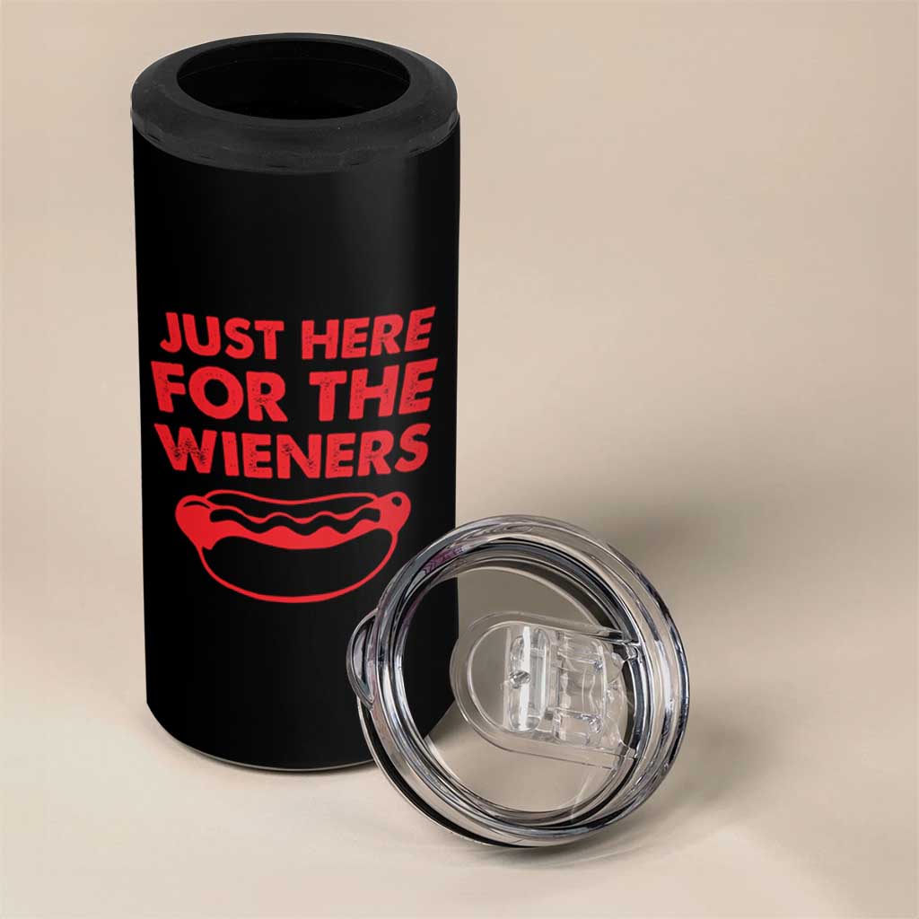 4th of July Just Here For The Wieners 4 in 1 Can Cooler Tumbler Funny Hot Dog Independence Day Patriotic Weenies - Wonder Print Shop