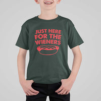 4th of July Just Here For The Wieners T Shirt For Kid Funny Hot Dog Independence Day Patriotic Weenies - Wonder Print Shop
