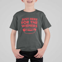 4th of July Just Here For The Wieners T Shirt For Kid Funny Hot Dog Independence Day Patriotic Weenies - Wonder Print Shop