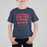 4th of July Just Here For The Wieners T Shirt For Kid Funny Hot Dog Independence Day Patriotic Weenies - Wonder Print Shop