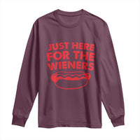 4th of July Just Here For The Wieners Long Sleeve Shirt Funny Hot Dog Independence Day Patriotic Weenies - Wonder Print Shop