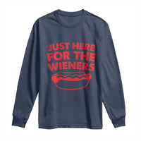 4th of July Just Here For The Wieners Long Sleeve Shirt Funny Hot Dog Independence Day Patriotic Weenies - Wonder Print Shop