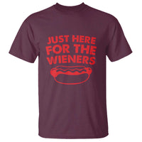 4th of July Just Here For The Wieners T Shirt Funny Hot Dog Independence Day Patriotic Weenies - Wonder Print Shop