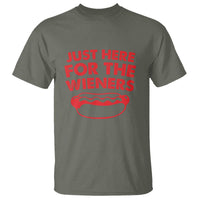 4th of July Just Here For The Wieners T Shirt Funny Hot Dog Independence Day Patriotic Weenies - Wonder Print Shop