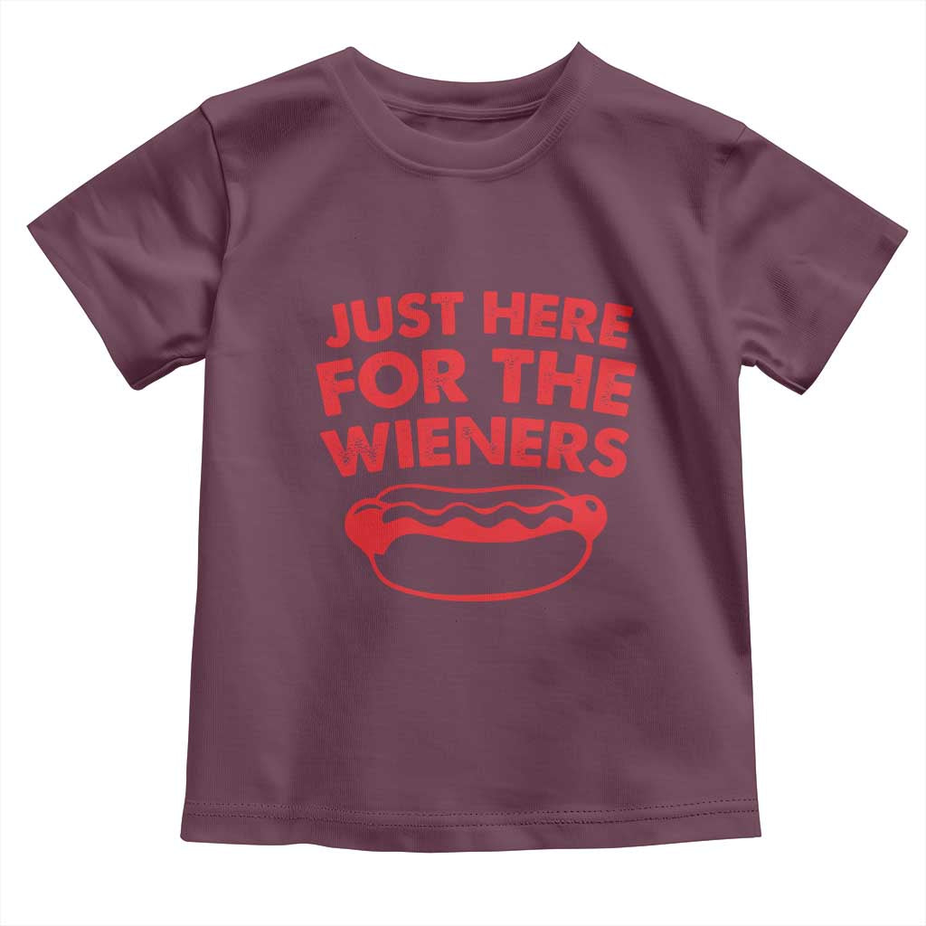 4th of July Just Here For The Wieners Toddler T Shirt Funny Hot Dog Independence Day Patriotic Weenies - Wonder Print Shop