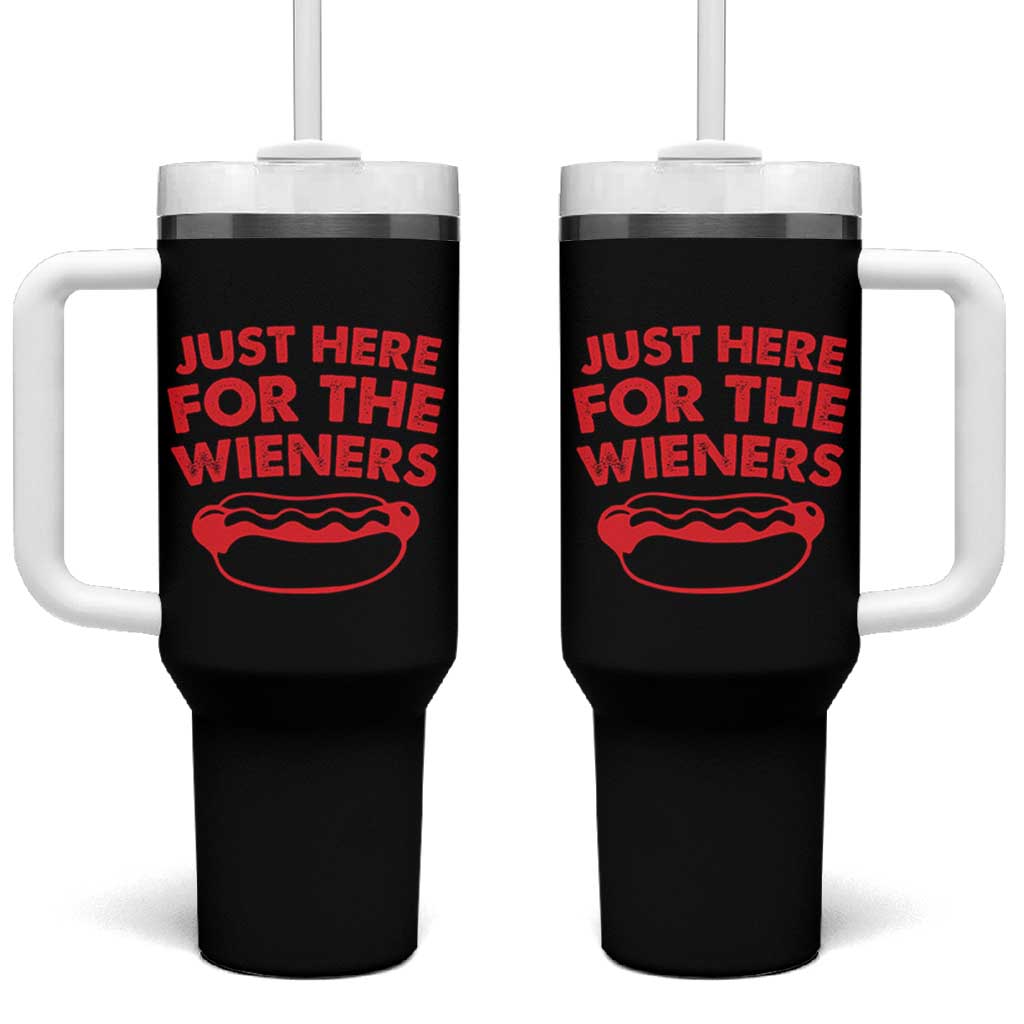 4th of July Just Here For The Wieners Tumbler With Handle Funny Hot Dog Independence Day Patriotic Weenies - Wonder Print Shop