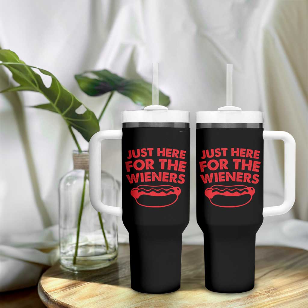 4th of July Just Here For The Wieners Tumbler With Handle Funny Hot Dog Independence Day Patriotic Weenies - Wonder Print Shop