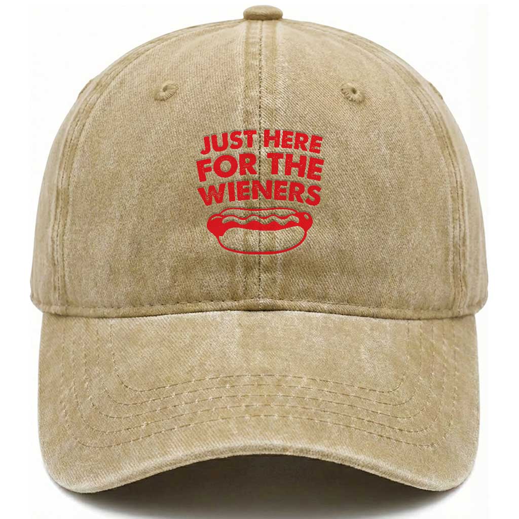 4th of July Just Here For The Wieners Washed Cotton Baseball Cap Funny Hot Dog Independence Day Patriotic Weenies