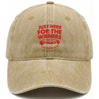 4th of July Just Here For The Wieners Washed Cotton Baseball Cap Funny Hot Dog Independence Day Patriotic Weenies