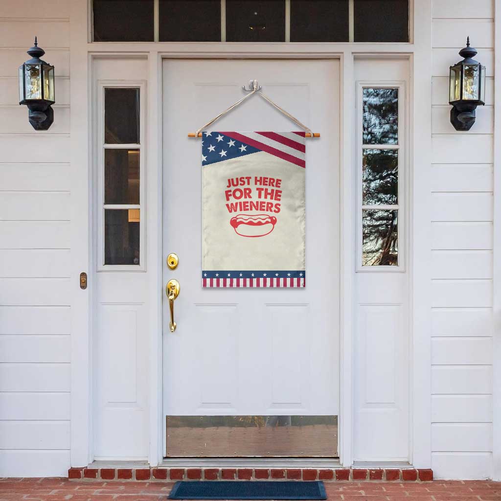 4th of July Just Here For The Wieners Garden Flag Funny Hot Dog Independence Day Patriotic Weenies