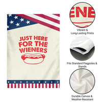 4th of July Just Here For The Wieners Garden Flag Funny Hot Dog Independence Day Patriotic Weenies