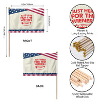 4th of July Just Here For The Wieners Patriotic Handheld Flag Funny Hot Dog Independence Day Weenies