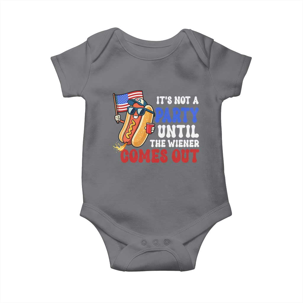 4th of July It's Not A Party Until The Wiener Comes Out Baby Onesie Funny Hot Dog Independence Day Patriotic Weenies - Wonder Print Shop