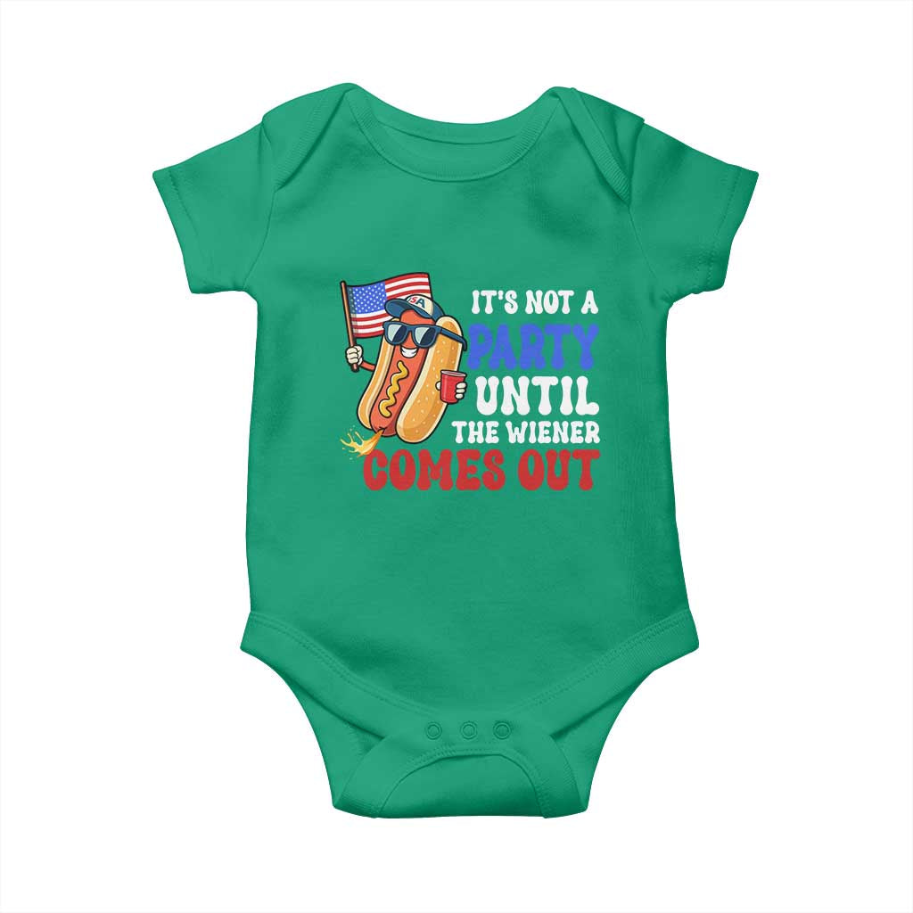 4th of July It's Not A Party Until The Wiener Comes Out Baby Onesie Funny Hot Dog Independence Day Patriotic Weenies - Wonder Print Shop