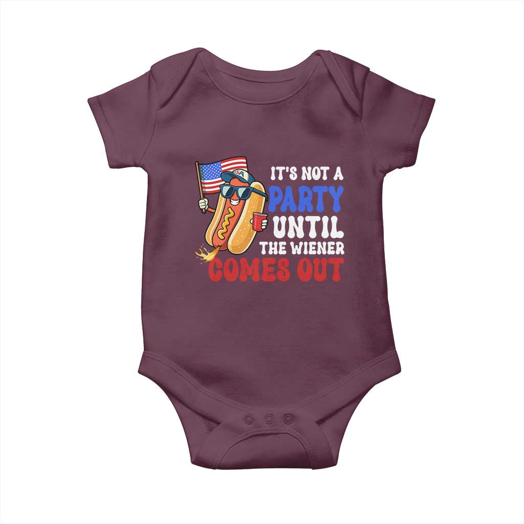 4th of July It's Not A Party Until The Wiener Comes Out Baby Onesie Funny Hot Dog Independence Day Patriotic Weenies - Wonder Print Shop