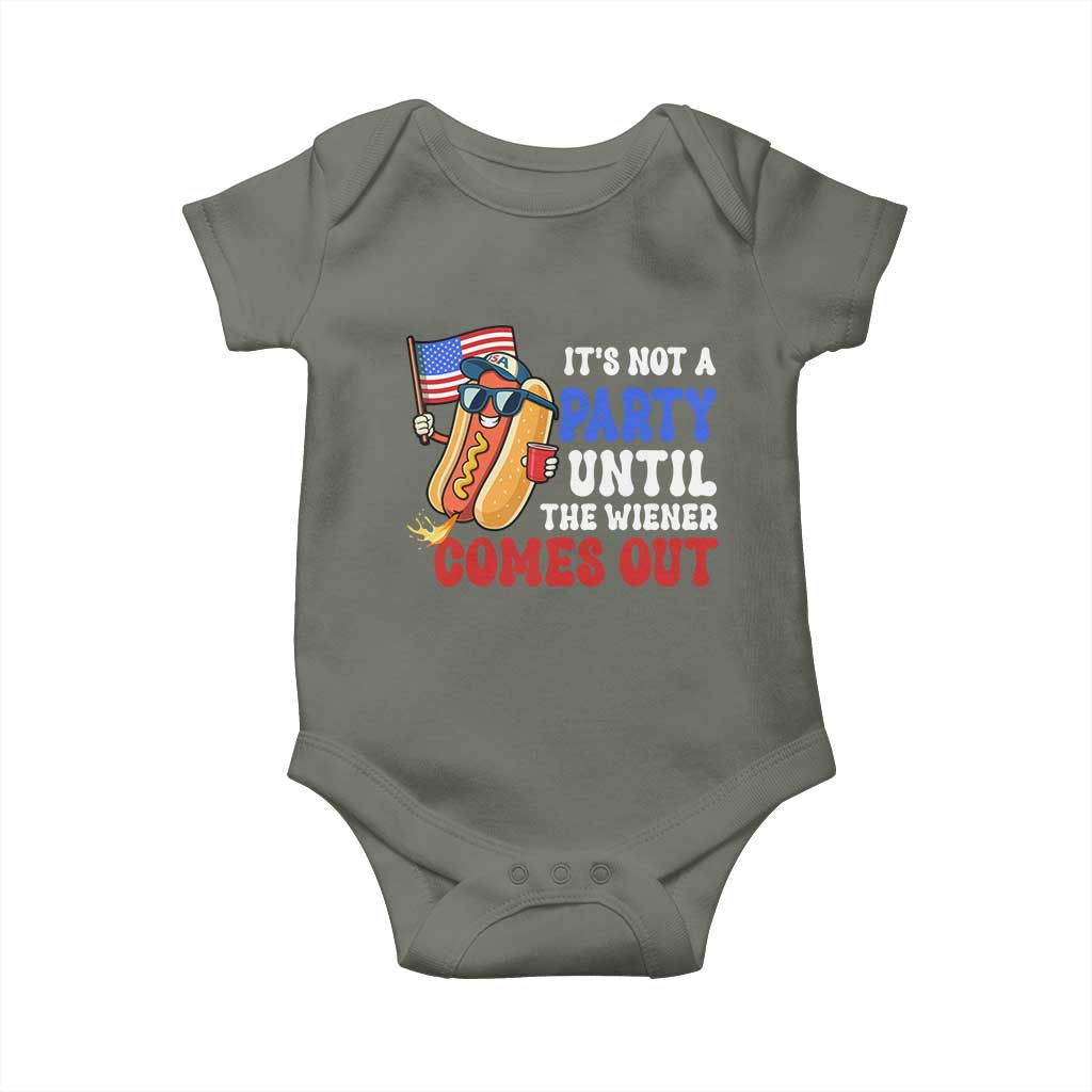 4th of July It's Not A Party Until The Wiener Comes Out Baby Onesie Funny Hot Dog Independence Day Patriotic Weenies - Wonder Print Shop