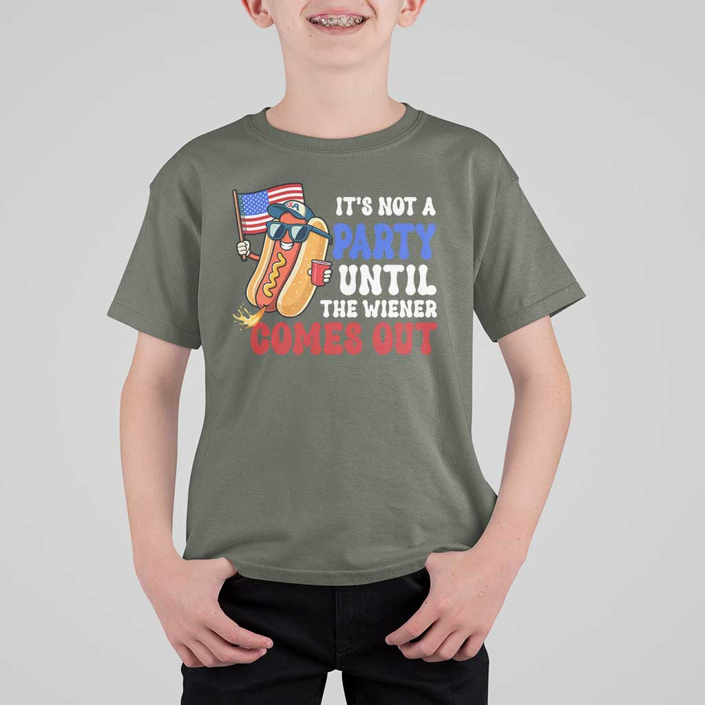 4th of July It's Not A Party Until The Wiener Comes Out T Shirt For Kid Funny Hot Dog Independence Day Patriotic Weenies - Wonder Print Shop