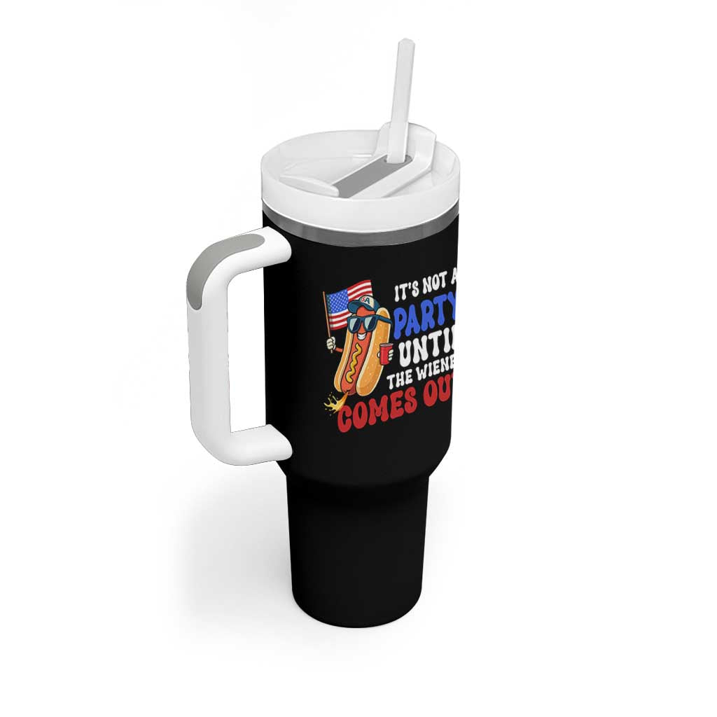 4th of July It's Not A Party Until The Wiener Comes Out Tumbler With Handle Funny Hot Dog Independence Day Patriotic Weenies - Wonder Print Shop
