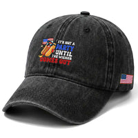 4th of July It's Not A Party Until The Wiener Comes Out Washed Cotton Baseball Cap Funny Hot Dog Independence Day Patriotic Weenies