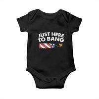 Funny 4th July Just Here To Bang Baby Onesie USA Fireworks American Flag - Wonder Print Shop